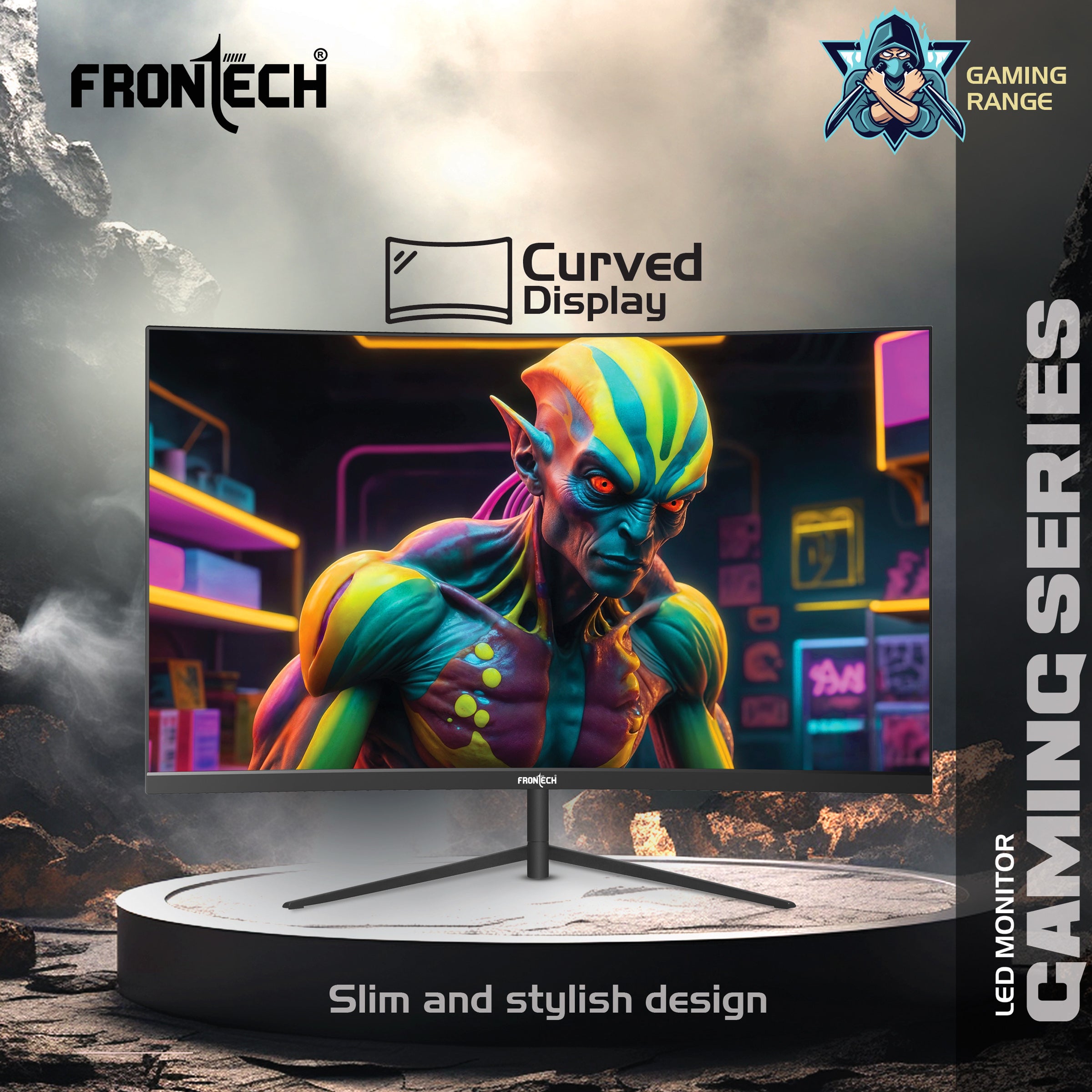 Frontech 27-Inch (68.58 cm) Curved Gaming LED Monitor | Full HD 1080p | 120Hz Refresh Rate | RGB Lights | HDMI & VGA Dual Input | Wall Mountable | 3 Years Warranty (MON-0053A)