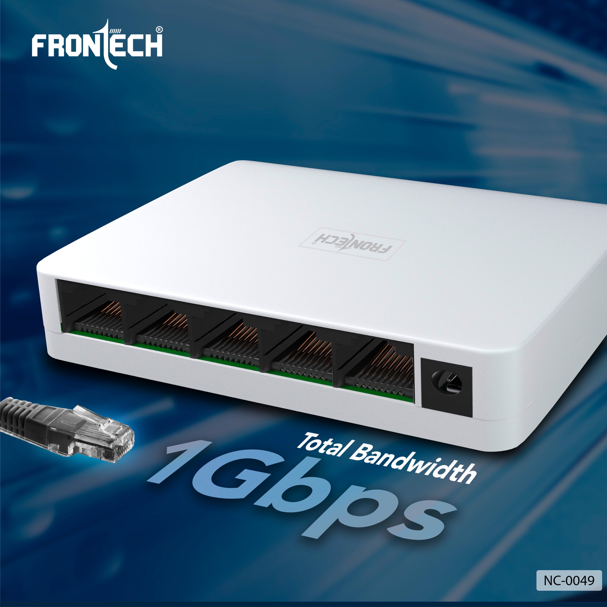 Frontech 5 Port Ethernet Switch | Plug & Play | 10/100 Mbps | 1Gbps Bandwidth | Upto 100m Transmission | Wall Mount | Compact Design | For Router, PC, Printer, IP Camera (NC-0049)