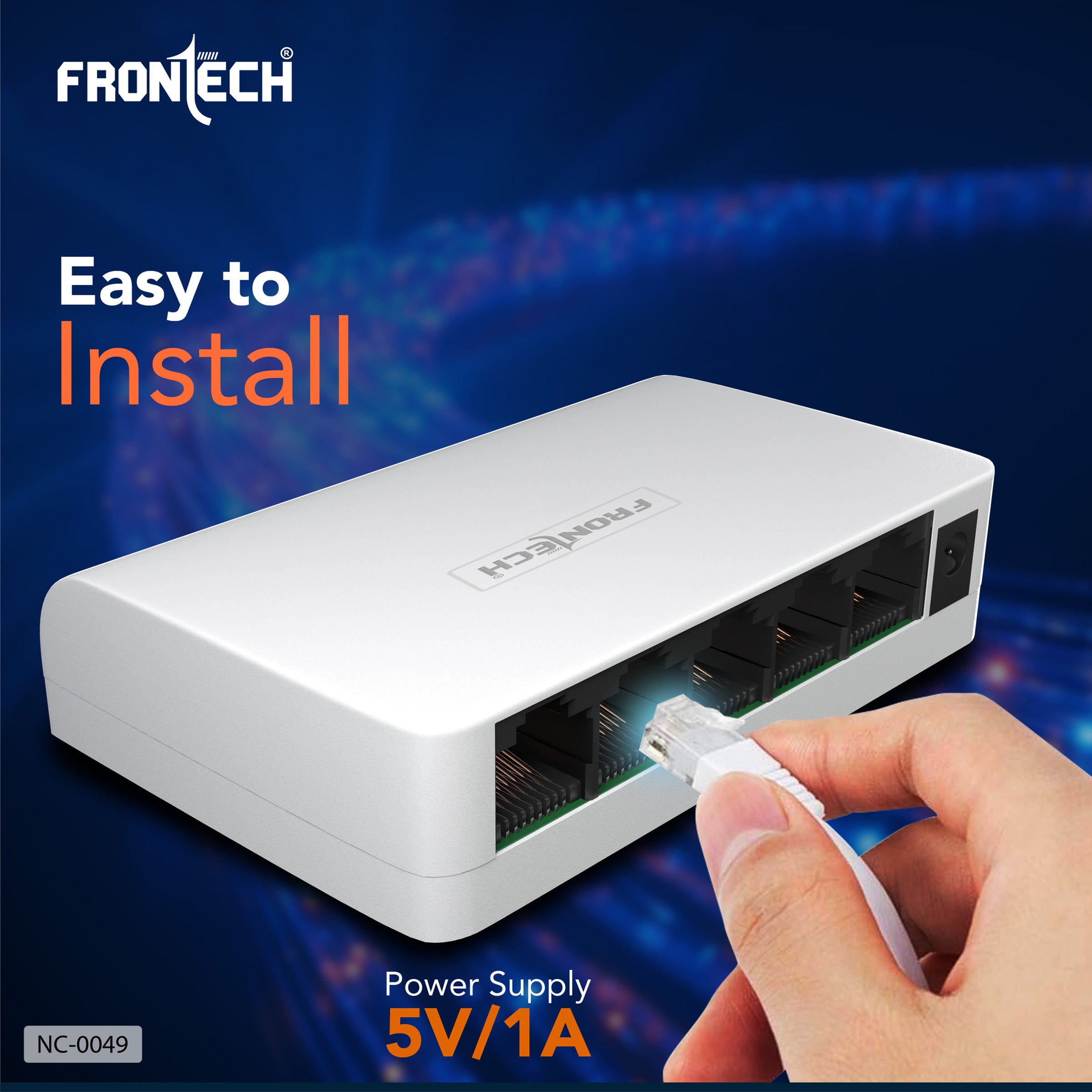 Frontech 5 Port Ethernet Switch | Plug & Play | 10/100 Mbps | 1Gbps Bandwidth | Upto 100m Transmission | Wall Mount | Compact Design | For Router, PC, Printer, IP Camera (NC-0049)