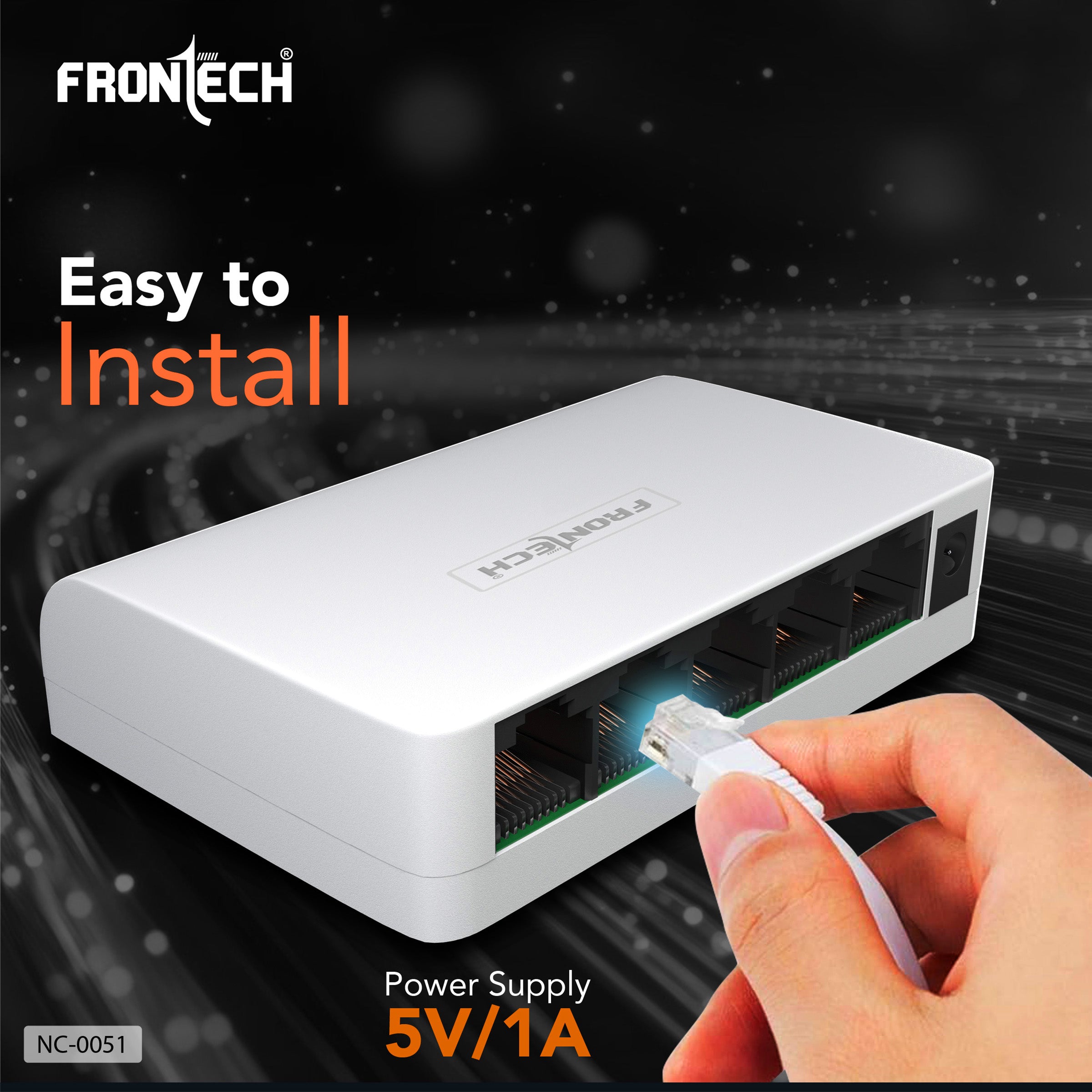 Frontech 5-Port Gigabit Ethernet Switch | High-Speed 10Gbps Bandwidth | Plug & Play LAN Hub for Router, Computer, Gaming Console, Printer & IP Camera | 100m Transmission Distance | White (NC-0051).