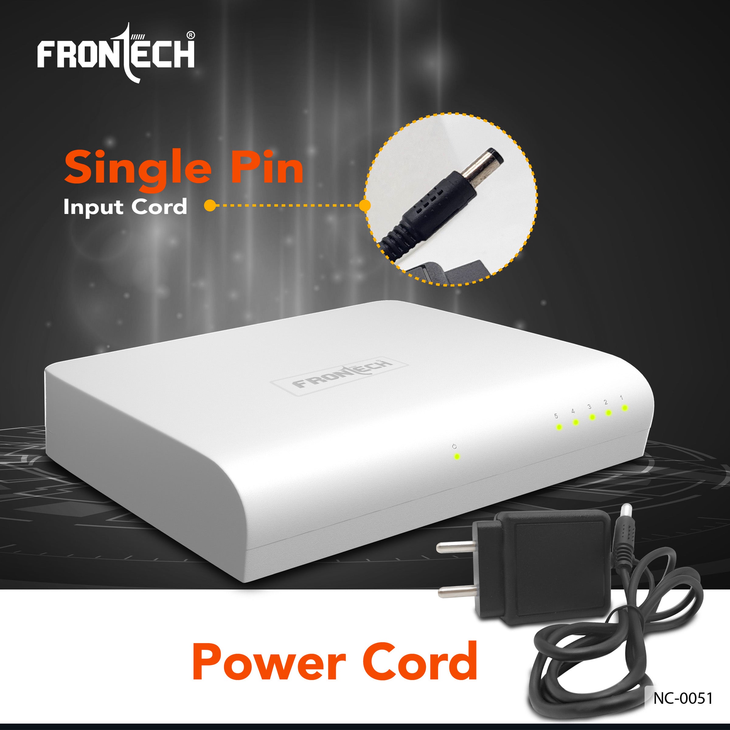 Frontech 5-Port Gigabit Ethernet Switch | High-Speed 10Gbps Bandwidth | Plug & Play LAN Hub for Router, Computer, Gaming Console, Printer & IP Camera | 100m Transmission Distance | White (NC-0051).
