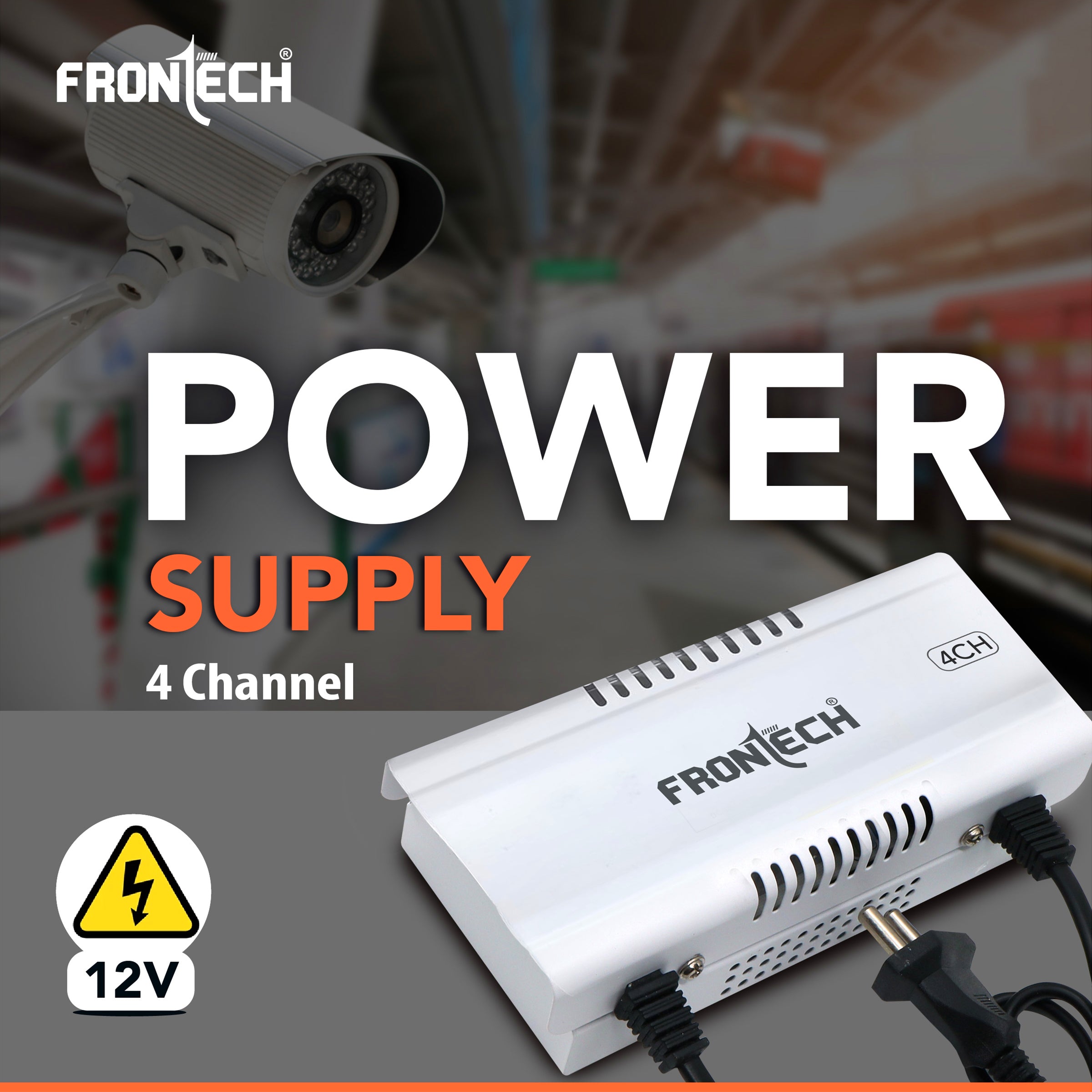 FRONTECH 4 Channel 12V DC Power Supply for CCTV Cameras | Metal Body | Easy to Install | Surge Protection | Overload & Short Circuit Protection | Universal Input Voltage (PS-0056)