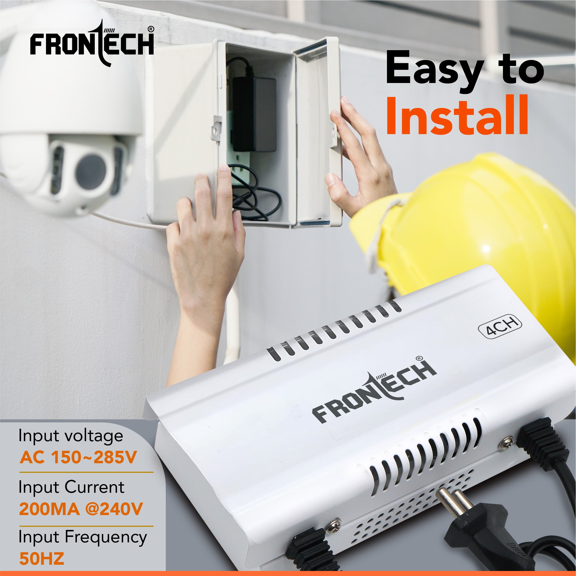 FRONTECH 4 Channel 12V DC Power Supply for CCTV Cameras | Metal Body | Easy to Install | Surge Protection | Overload & Short Circuit Protection | Universal Input Voltage (PS-0056)