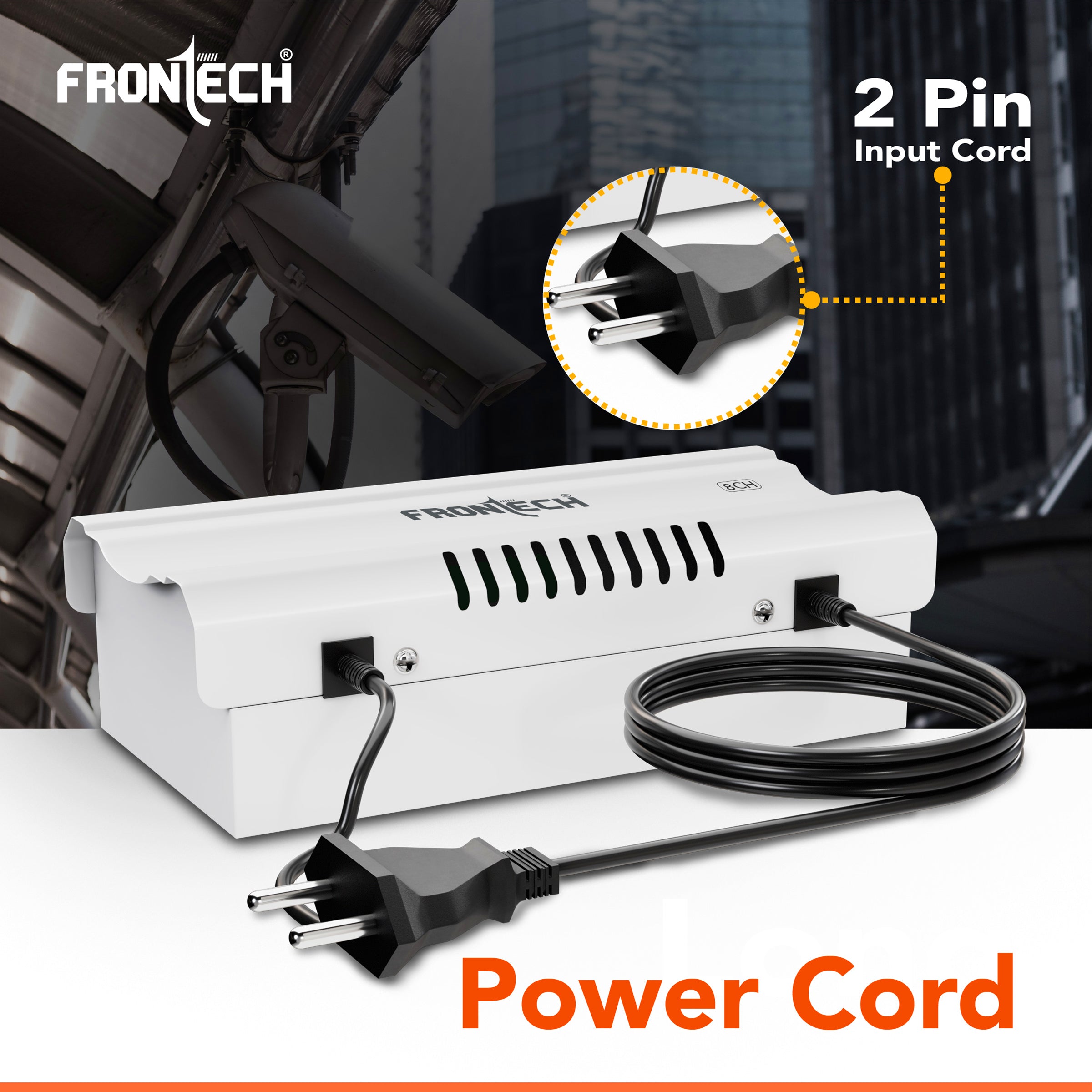 Frontech 8 Channel CCTV Power Supply | 12V DC Output | Metal Body | Long Input Range AC 150~275V | Efficient & Easy to Install Power Adapter for DVR, CCTV Camera & Security System (PS-0057)