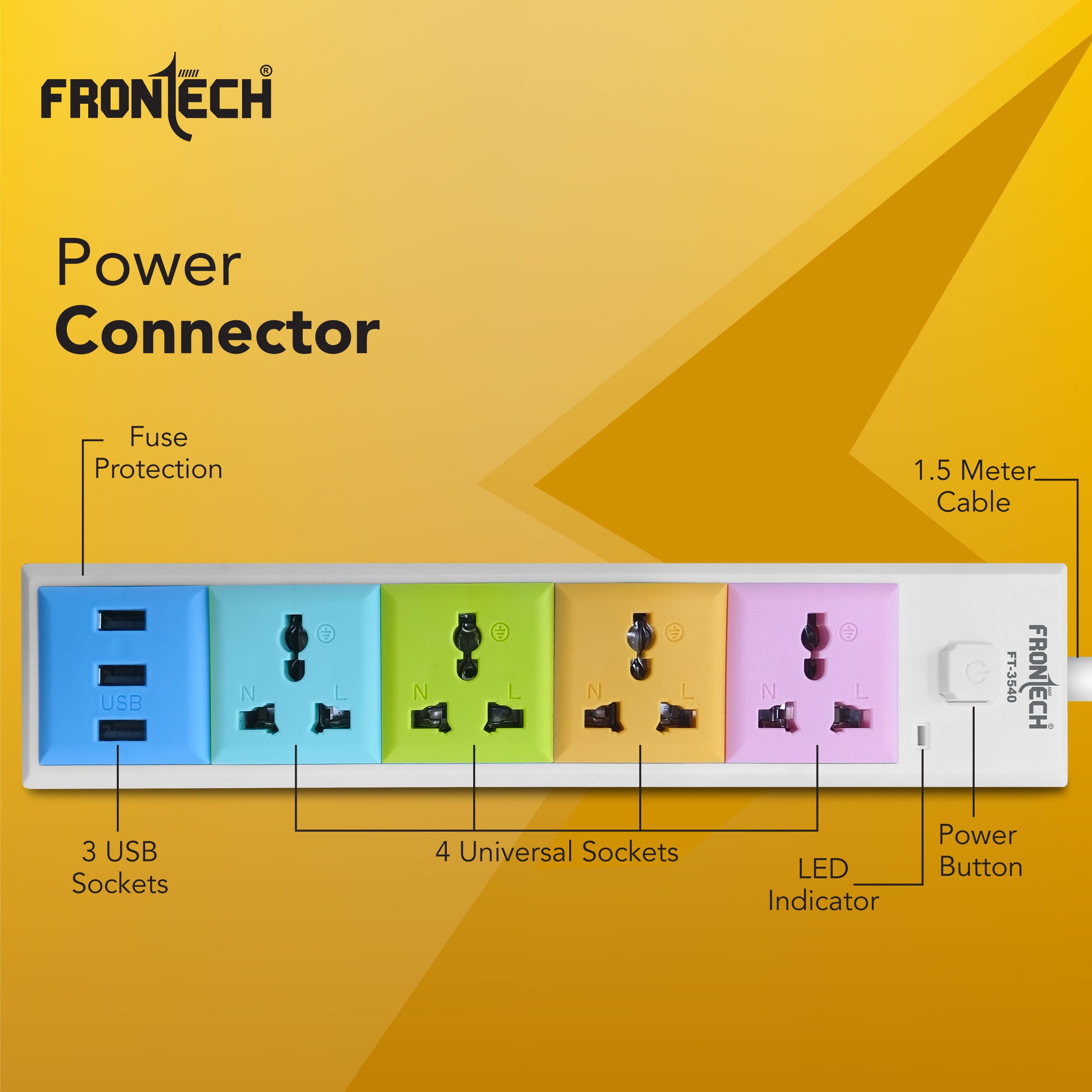 Power Connector - 3 USB Ports (3540)