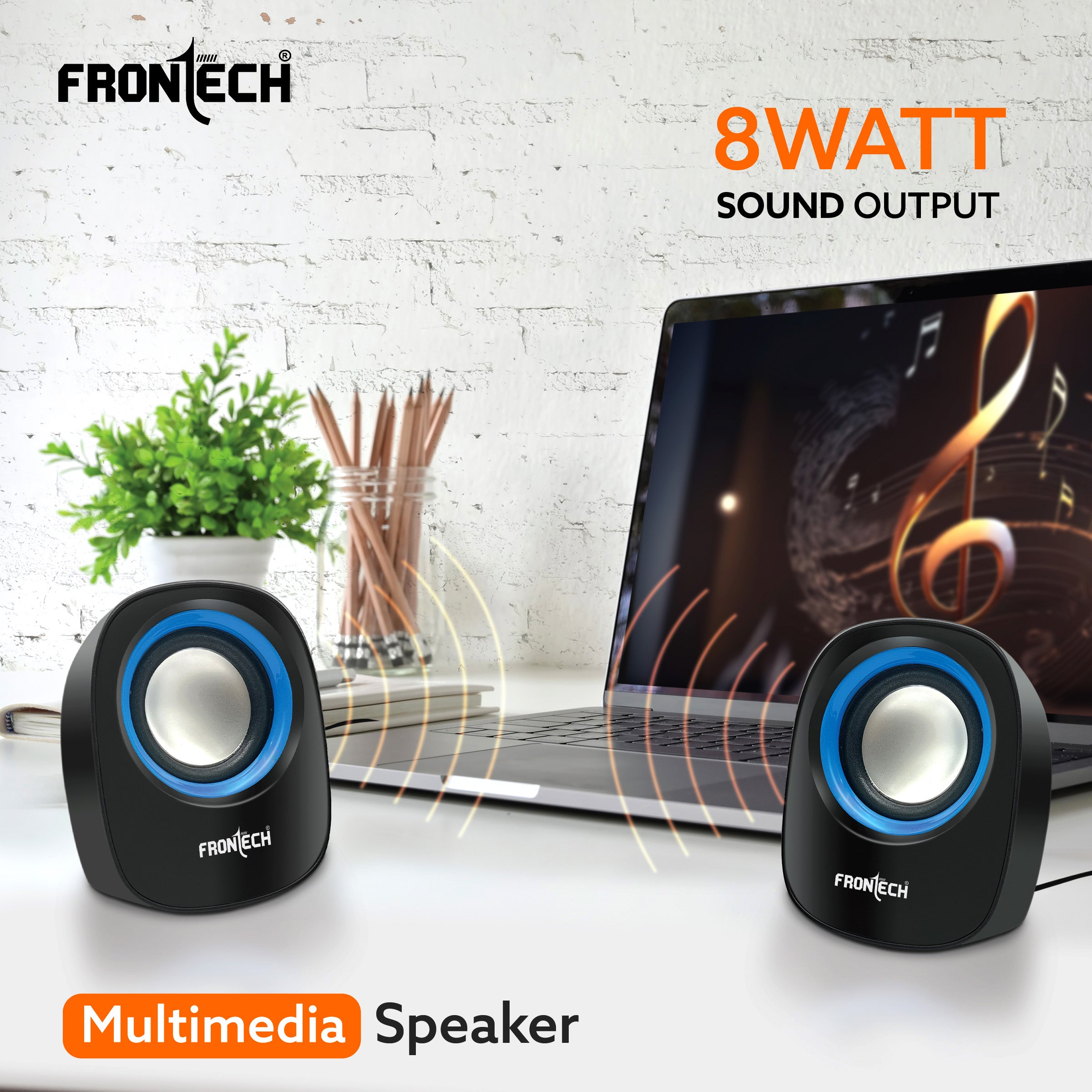 2.0 USB Speakers | 8W Output | AUX Input | Foam Edge (SPK-0003)