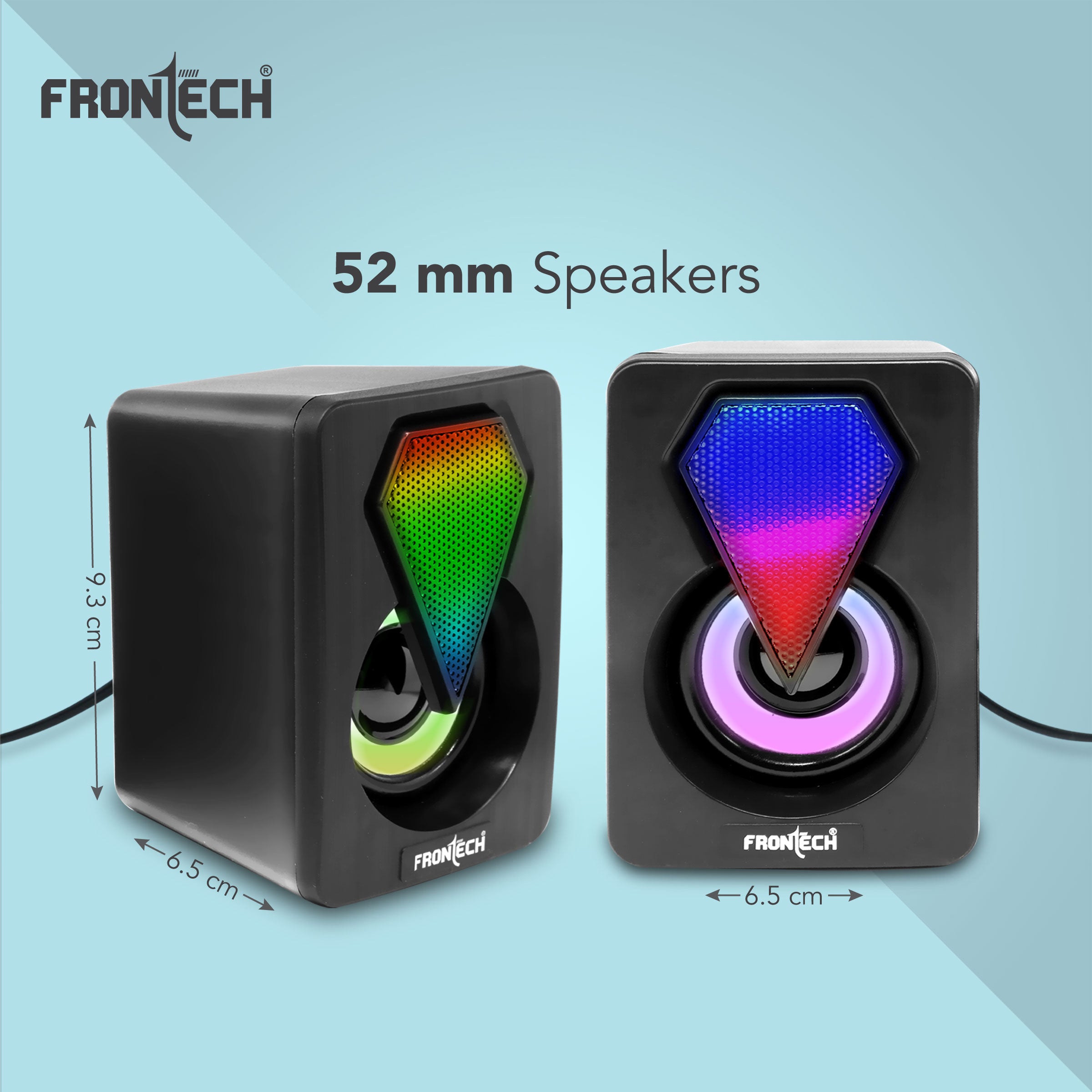 2.0 USB Multimedia Speakers | RGB Lights | 2x3W Drivers | AUX Connectivity (SPK-0005)