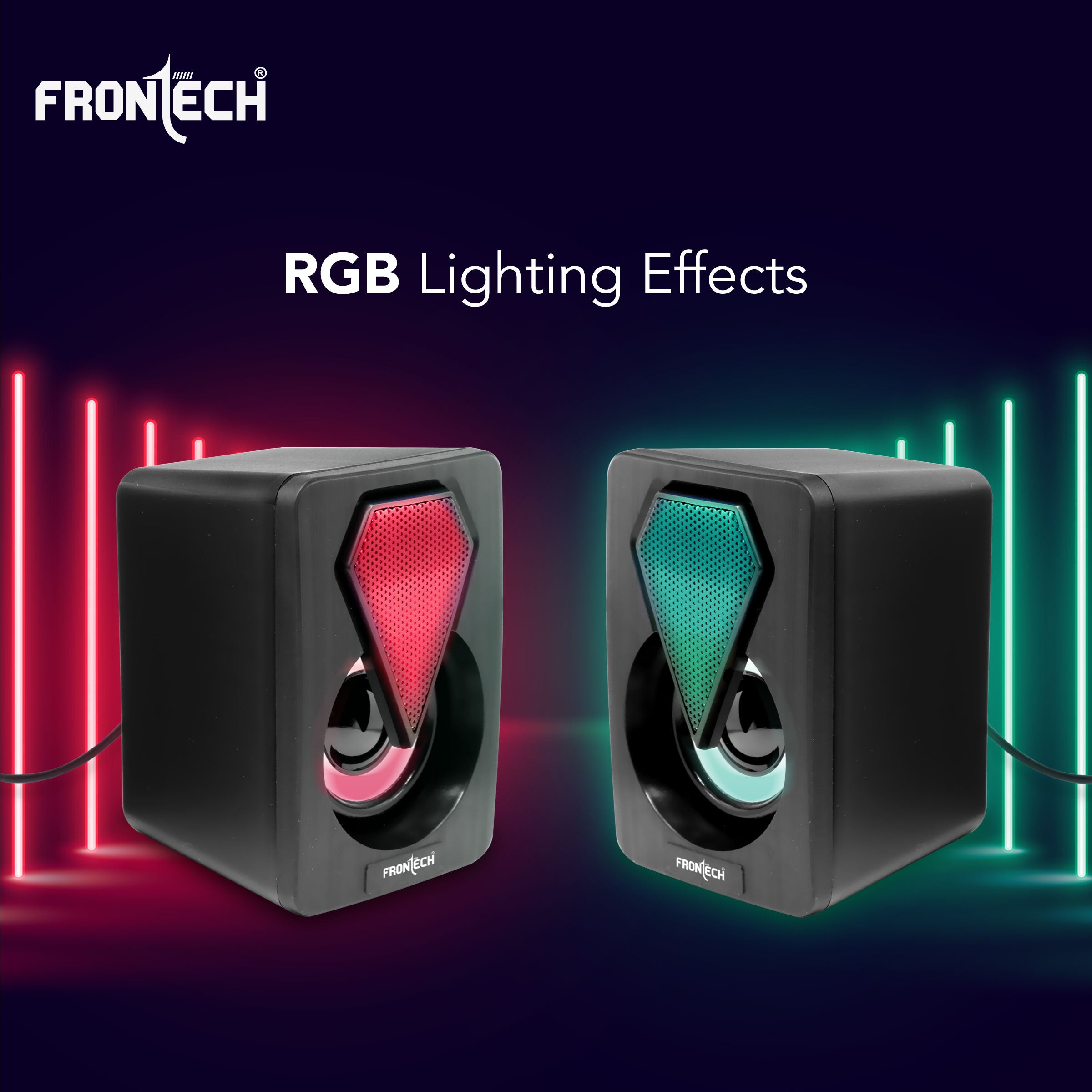 2.0 USB Multimedia Speakers | RGB Lights | 2x3W Drivers | AUX Connectivity (SPK-0005)