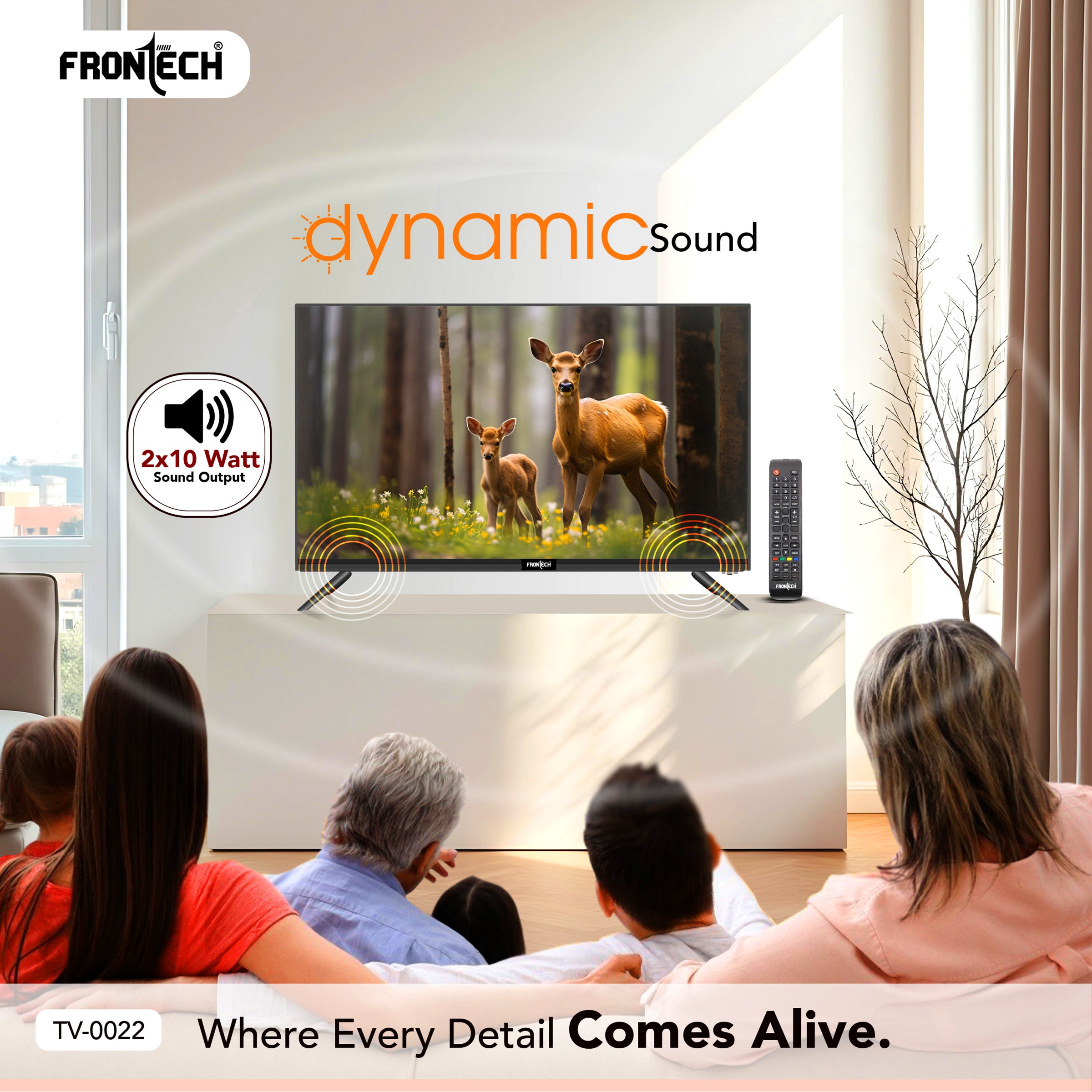 Frontech 24-Inch HD Ready LED Smart TV | 1366x768p Resolution | Dual 10W Speakers | Wi-Fi | HDMI/USB/AV Ports | IR Remote | Wall Mountable | AOSP OS (TV-0022)