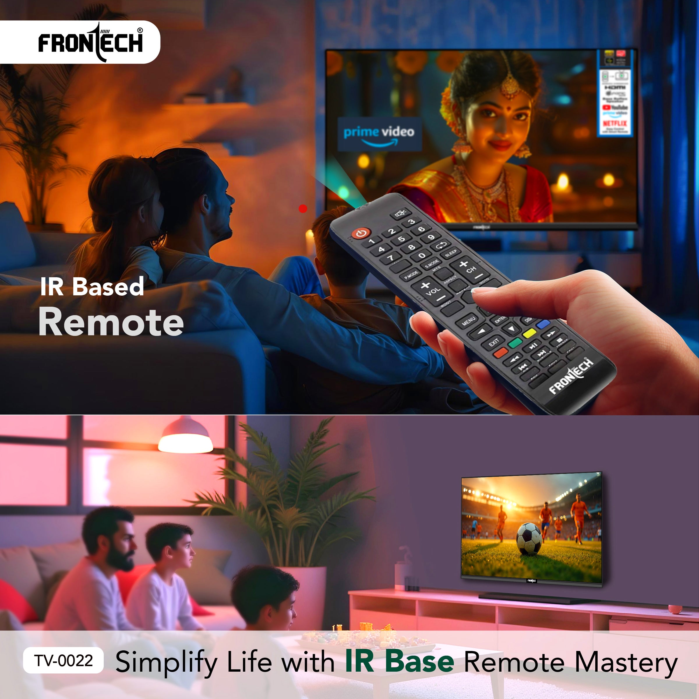 Frontech 24-Inch HD Ready LED Smart TV | 1366x768p Resolution | Dual 10W Speakers | Wi-Fi | HDMI/USB/AV Ports | IR Remote | Wall Mountable | AOSP OS (TV-0022)